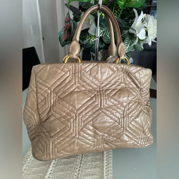 Miu Miu Beige Quilted Satchel, Rare - Picture 2 of 9